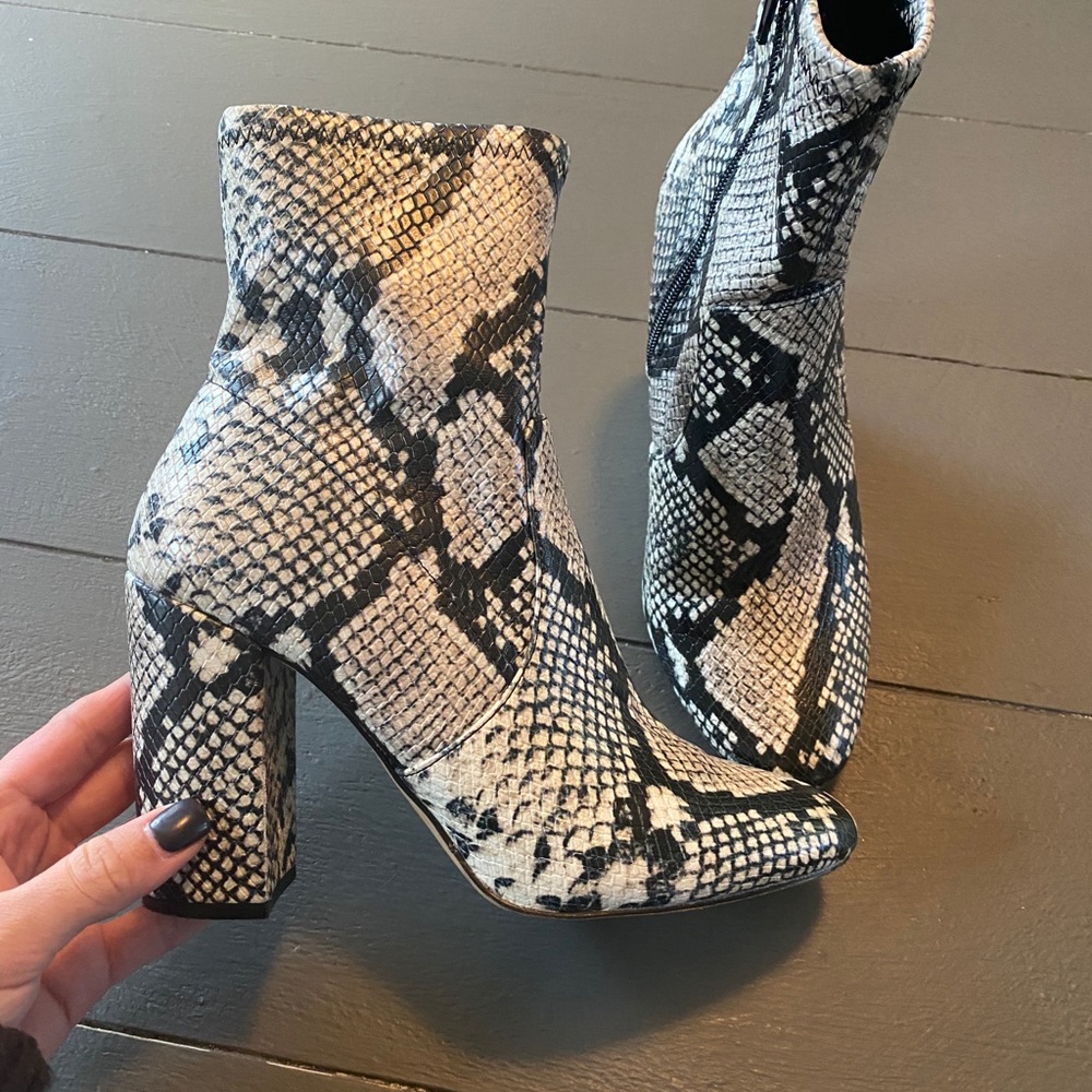 Snakeskin booties